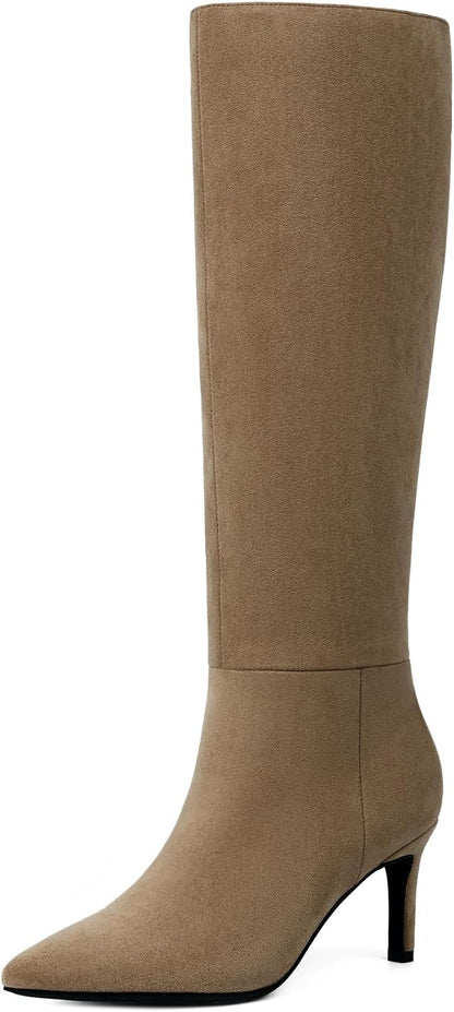 Easyfox Knee High Boots Women Pointed Toe Stiletto Heel Tall Boots