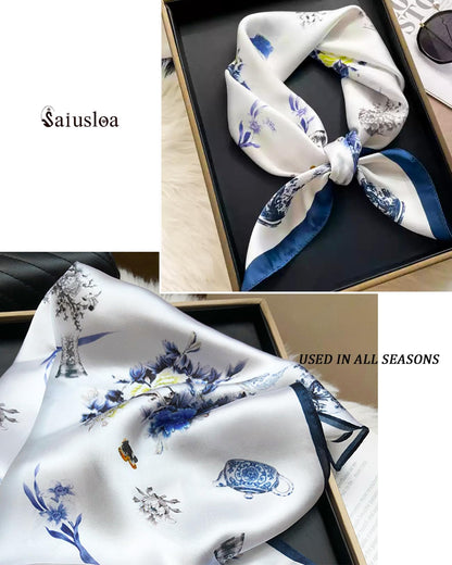 Saiusloa Neck Scarf For Womens Silky Head Scarves Hair Bandanas Square Scarf Fashion Accessories lightweight