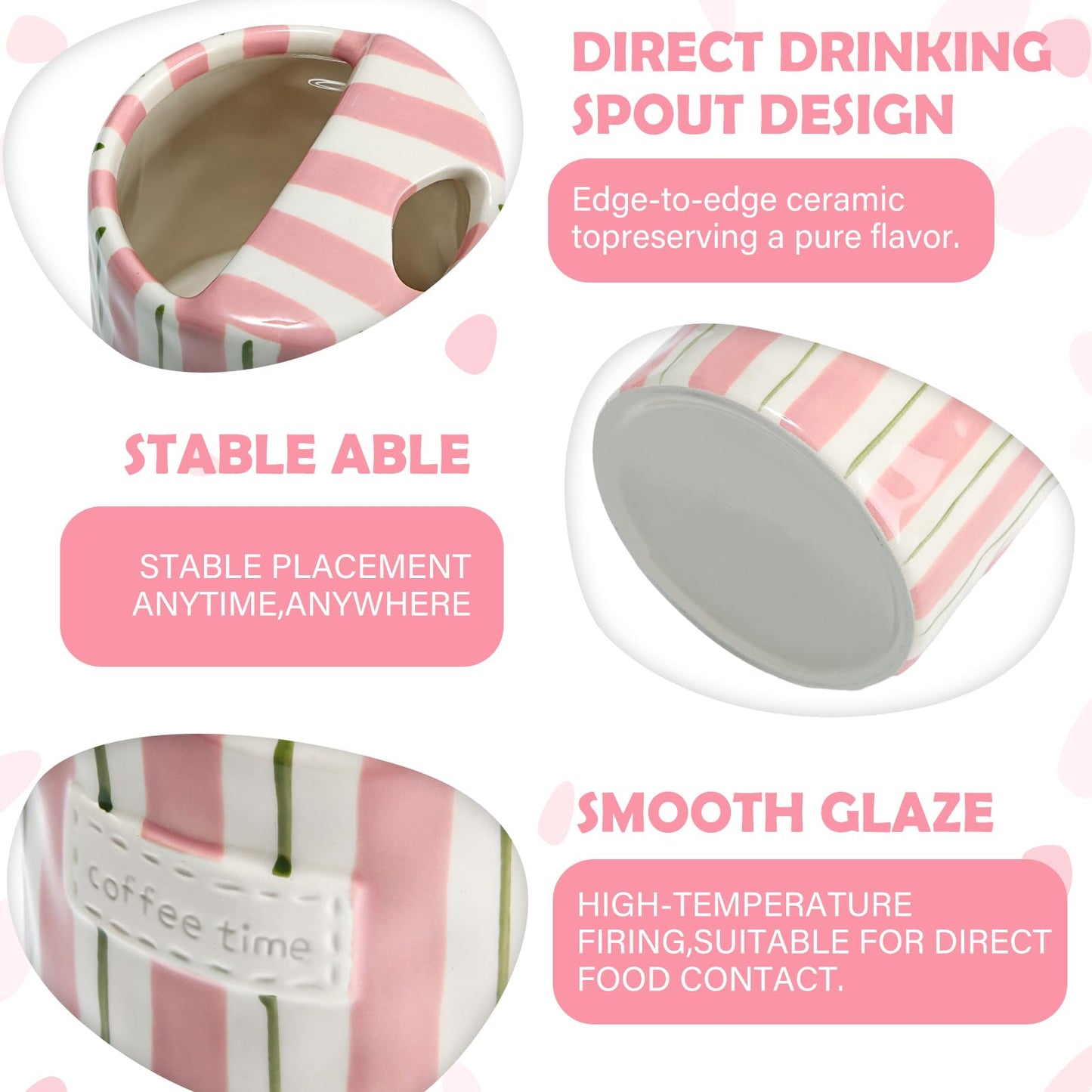 2 Pack Ceramic Mug with Sip Hole,