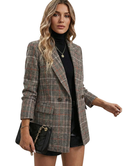 2026 Women's Fall Plaid Blazer Jacket