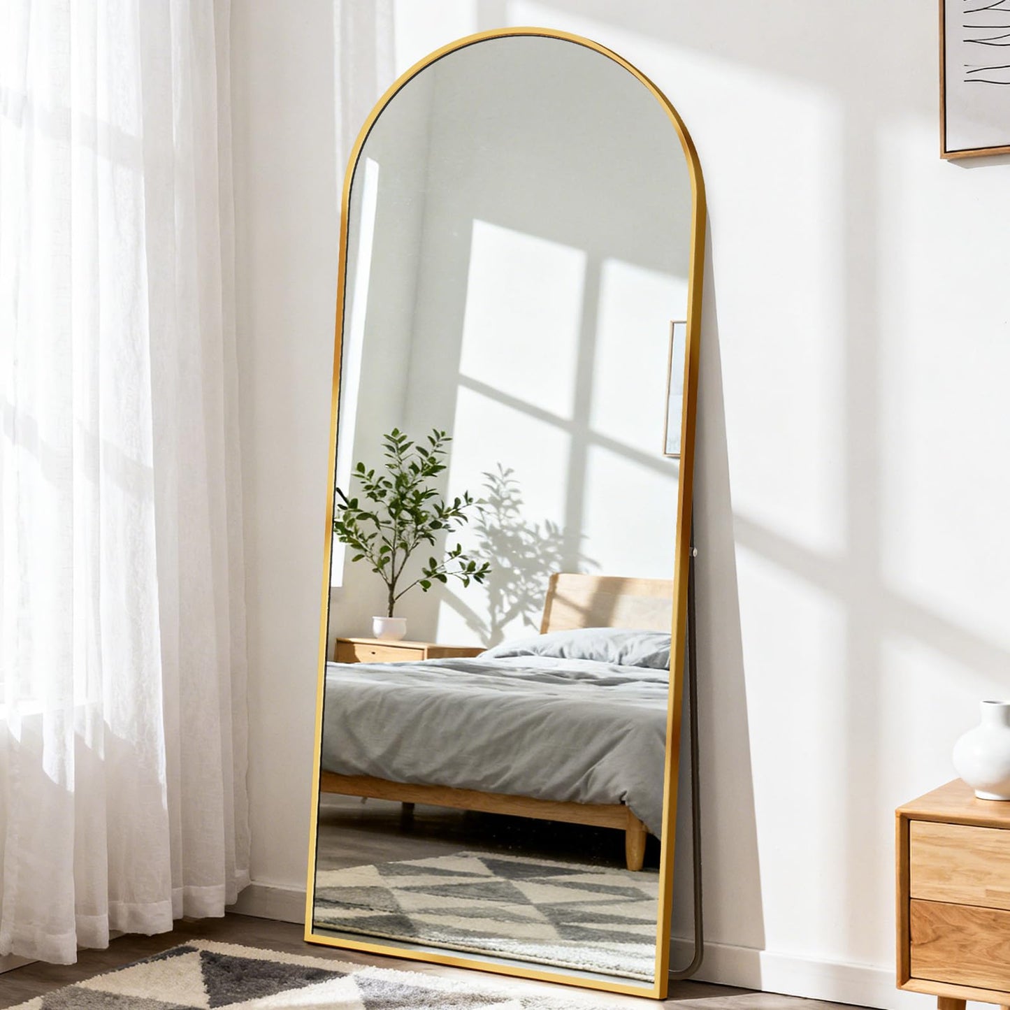 DUMOS 59"x16" Arched Full Length Mirror with Stand