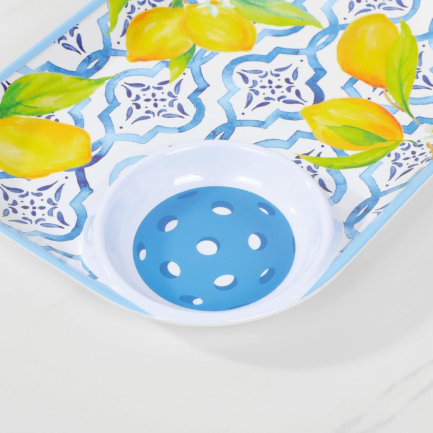 UPware Lovely Lemon Melamine Chip and Dip Snack Tray