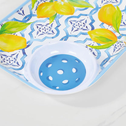 UPware Lovely Lemon Melamine Chip and Dip Snack Tray