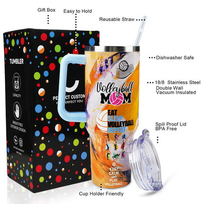 Baseball Mom 40 oz Tumbler with Handle and Straw Lid Leak Proof