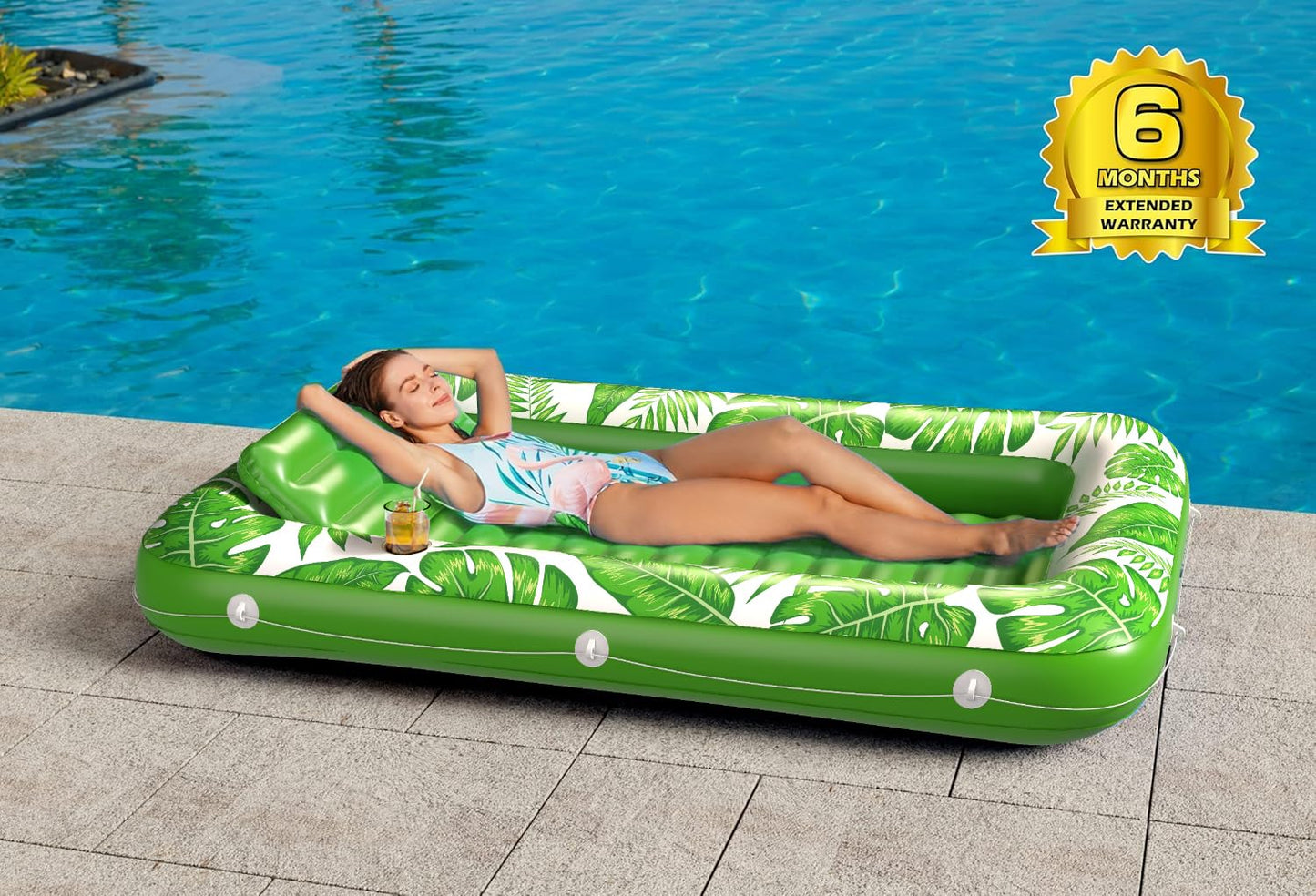 Inflatable Tanning Pool Lounger Float - Jasonwell 4 in 1 Sun Tan Tub Sunbathing Pool Lounge Raft Floatie Toys Water Filled Tanning Bed Mat Pad for Adult Blow Up Kiddie Pool Kids Ball Pit Pool (L)