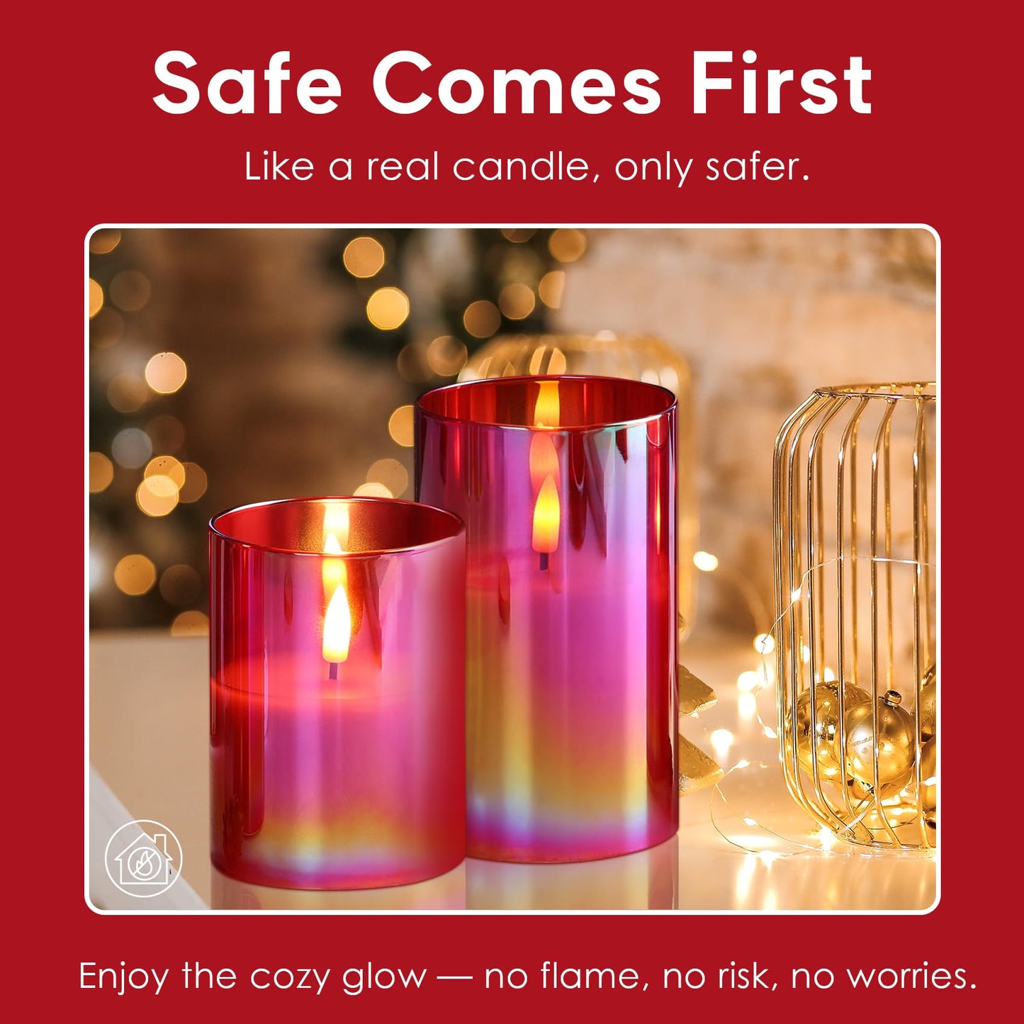 Eywamage Smoke Grey Glass Flameless Pillar Candles with Remote, Flickering LED Battery Candles Table Decor Set of 3