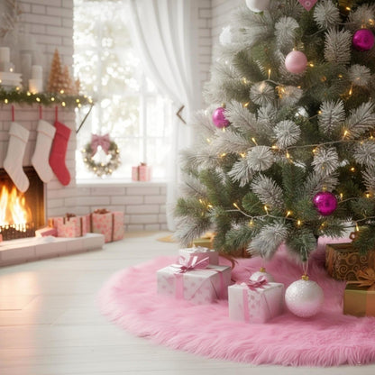 CHICHIC 60 inch Christmas Tree Skirt Faux Fur Xmas Tree Skirt Christmas Decorations Holiday Tree Ornaments Tree Decoration for Christmas Home Decorations, Xmas Party Holiday Decorations, Snow White