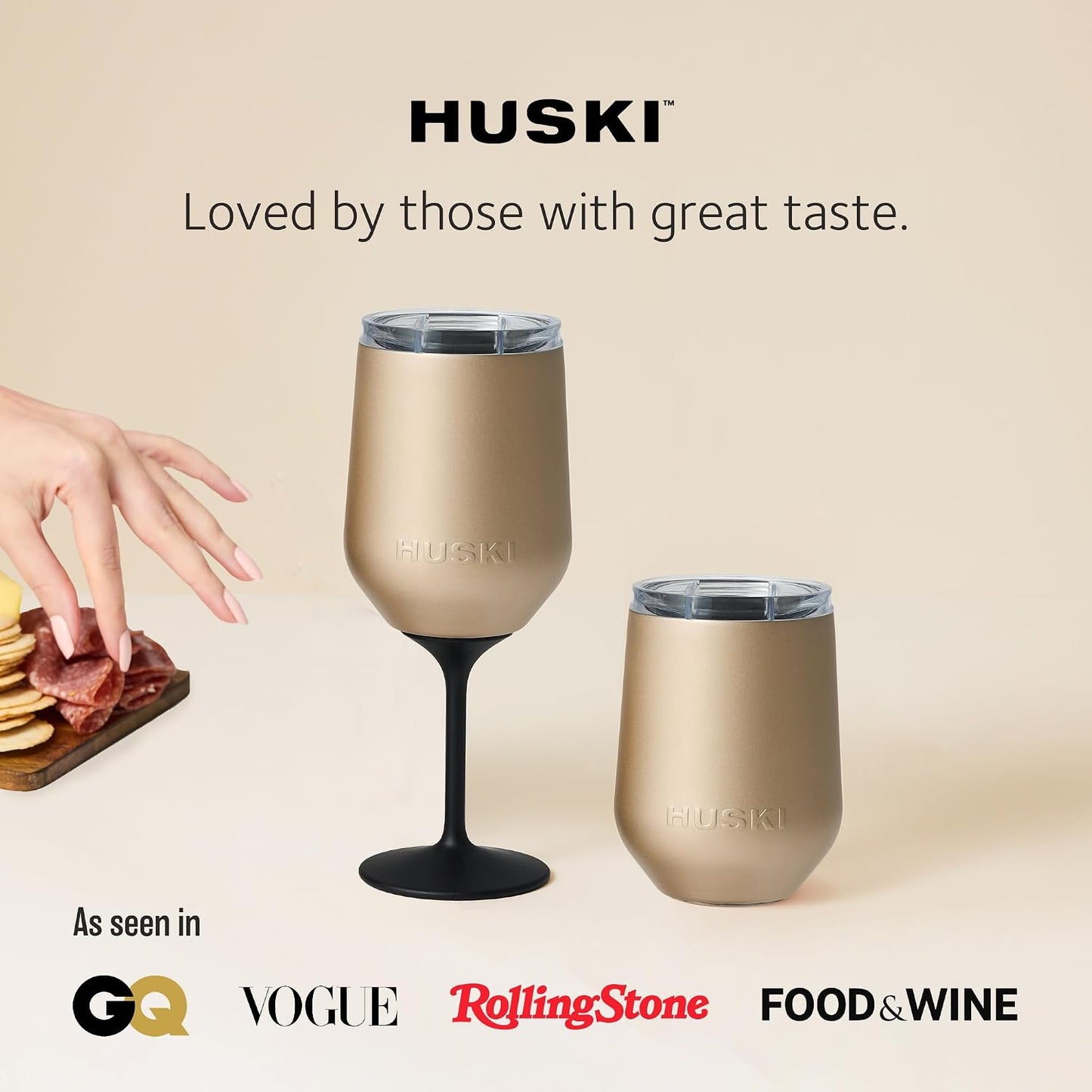 Huski Wine Tumbler 2.0 | NEW | Award-winning Design with Detachable Stem | Premium Stainless Steel Wine Glass with Lid | Triple Insulated Tumbler | 12oz Capacity | Great Gift (White)