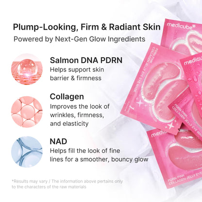 medicube PDRN Pink Collagen Jelly Eye Mask | Hydrogel Eye Patches with PDRN, Collagen, NAD | Refreshing for Puffy, Tired Eyes | Firming for Look of Wrinkles, Fine Lines | Korean Skincare (6 Pairs)