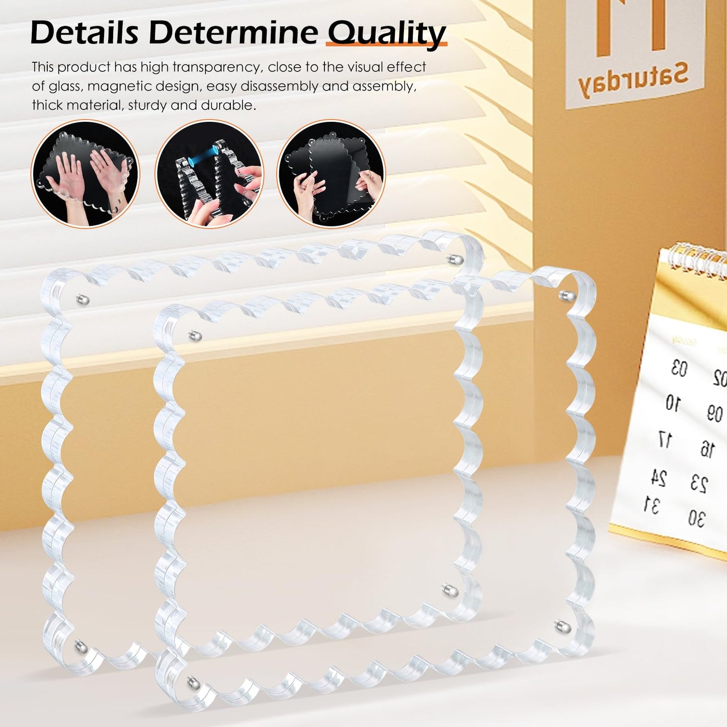 Chivalral 3 Pack 4x6 Acrylic Picture Frame, Double-Sided Tabletop Display