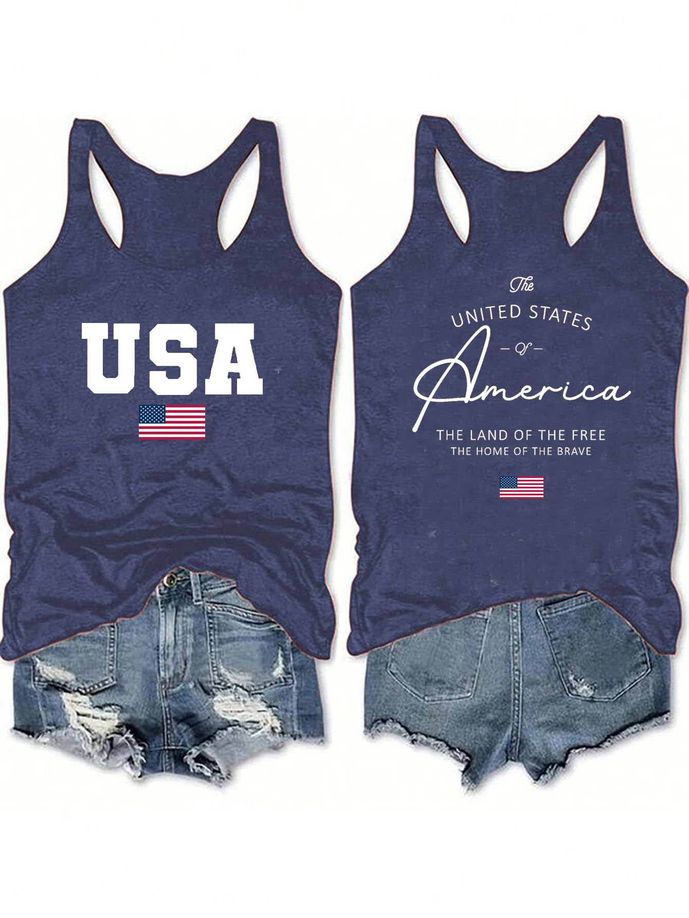 Women's 4th of July Outfits USA Shirt Memorial Day Red White and Blue Patriotic Shirts American Flag Graphic Tops