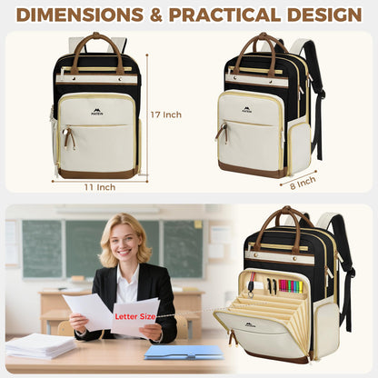 MATEIN Teacher Backpack with Lunch Compartment, 15.6 Inch Laptop Backpack | Detachable, with Organized Pocket, Commute Office College, Computer Backpacks for Men Women, Meal Prep Bag, Gift for Nurse