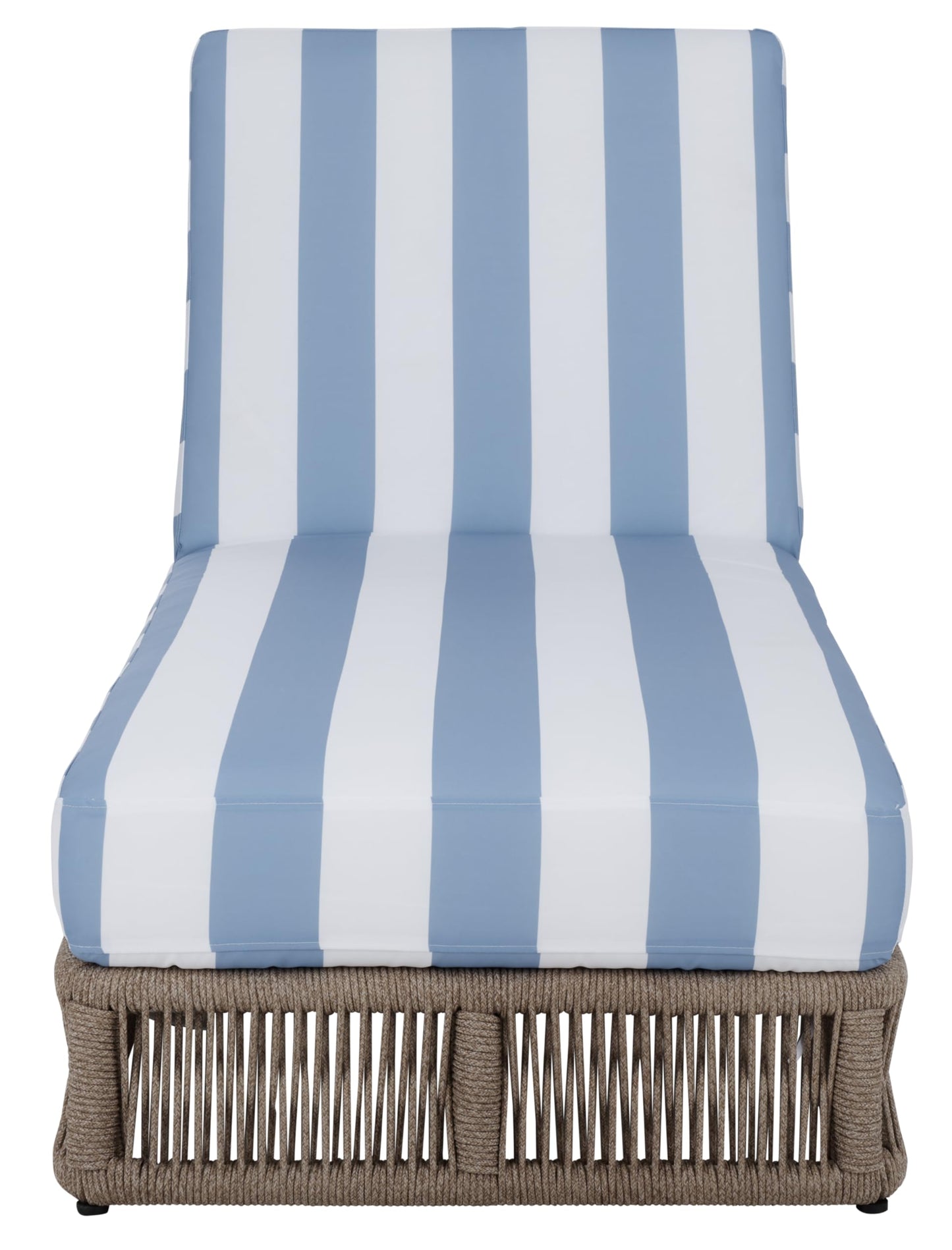SAFAVIEH Outdoor - Gillian Chaise Lounge Chair - Tan & White - Steel and Woven Rope - Adjustable 5-Position Backrest - Ideal for Patio, Deck, Poolside, Backyard (PAT7527A)