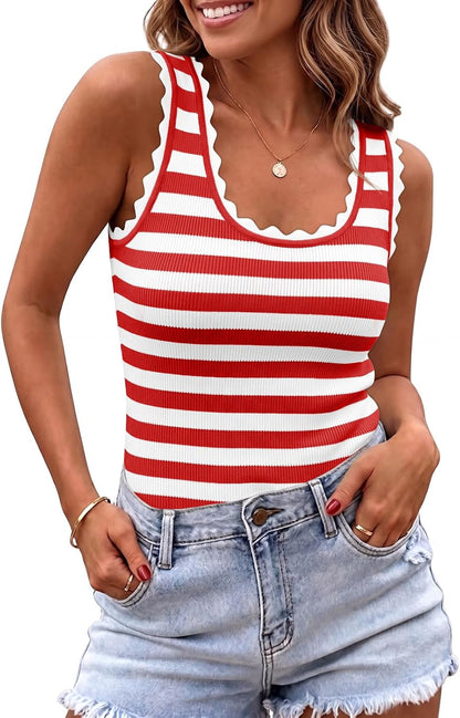 Saodimallsu Womens Scalloped Tank