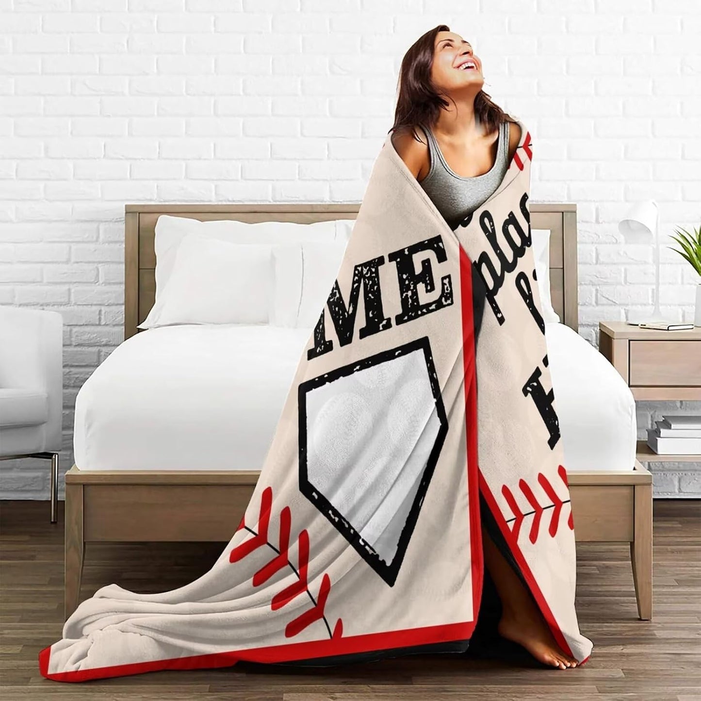 Baseball Throw Blanket Soft Flannel Blankets for Bed Couch Plush Cozy Blanket for Men Women Unisex Adults Micro Fleece Throws Unique Design 50''*40''