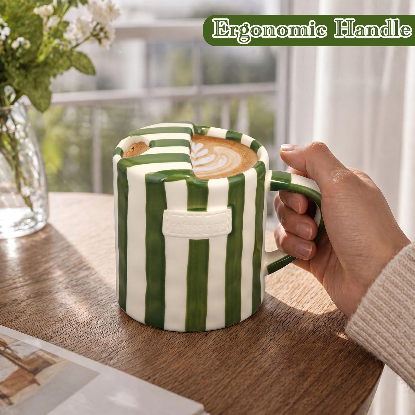 2 Pack Ceramic Mug with Sip Hole,