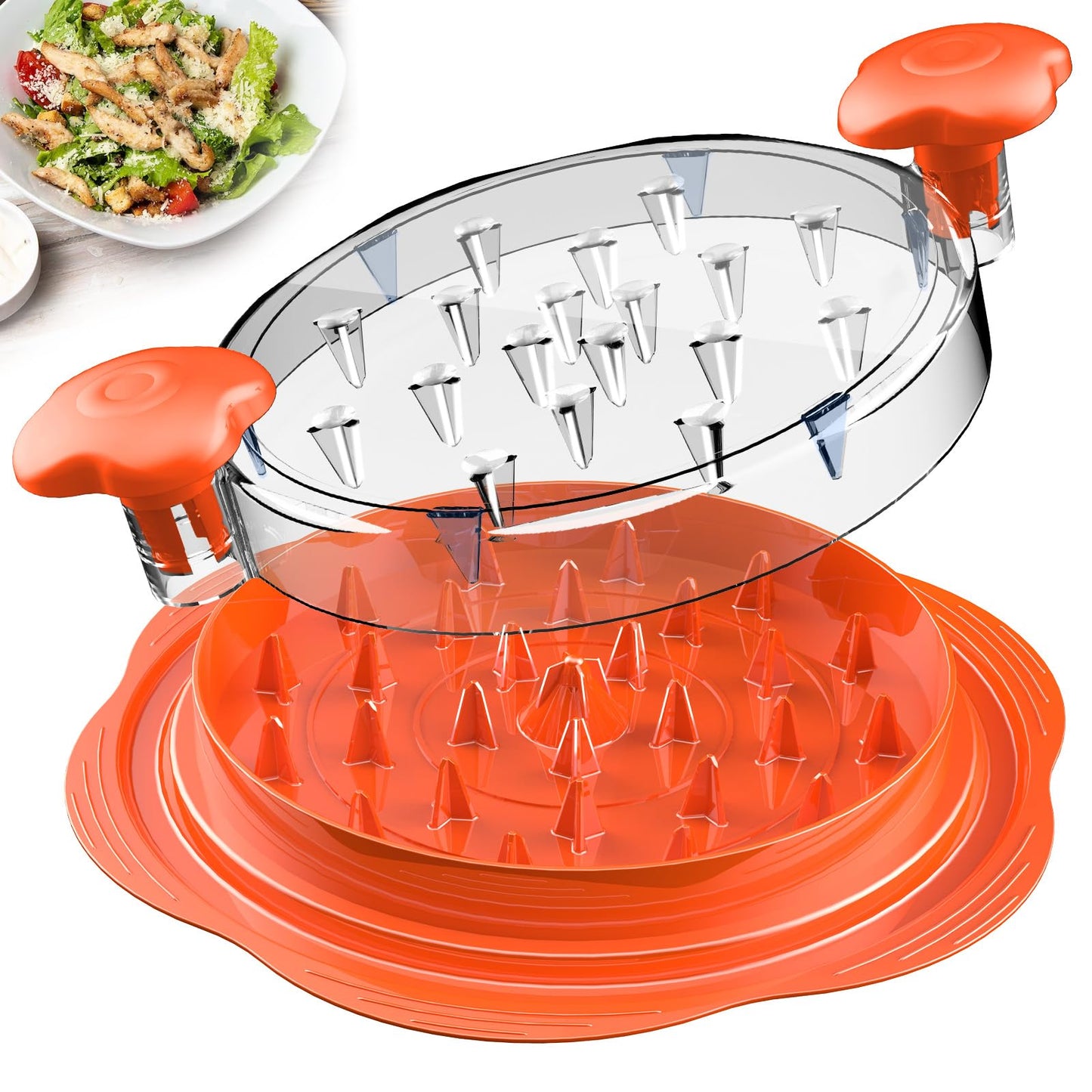 SURETIVIAN Chicken Shredder Tool Twist Large Chicken Breast Shredder with Brush&Fork, Visible Meat Shredder Machine, Anti-Slip Strip, Ergonomic Handle, BPA Free, Pork Beef Chicken(Hot Pink)