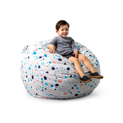 Big Joe Fuf 7Ft Giant Foam Bean Bag Chair, Oversized Couch with Removable Cover for Kids, Teens, Adults, Fog Lenox, Durable Woven Polyester, 7 Foot