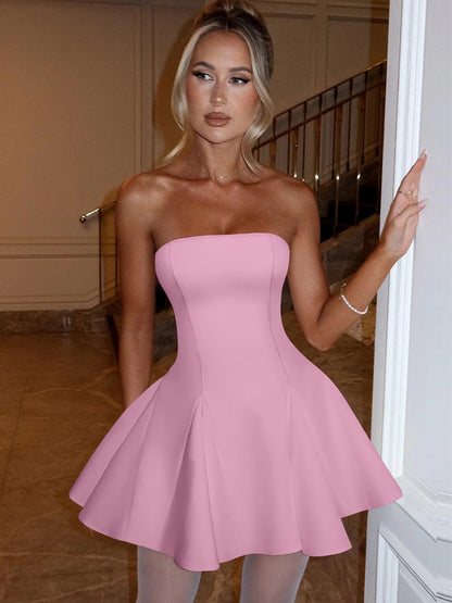 DAAWENXI Women's Strapless Mini Dress