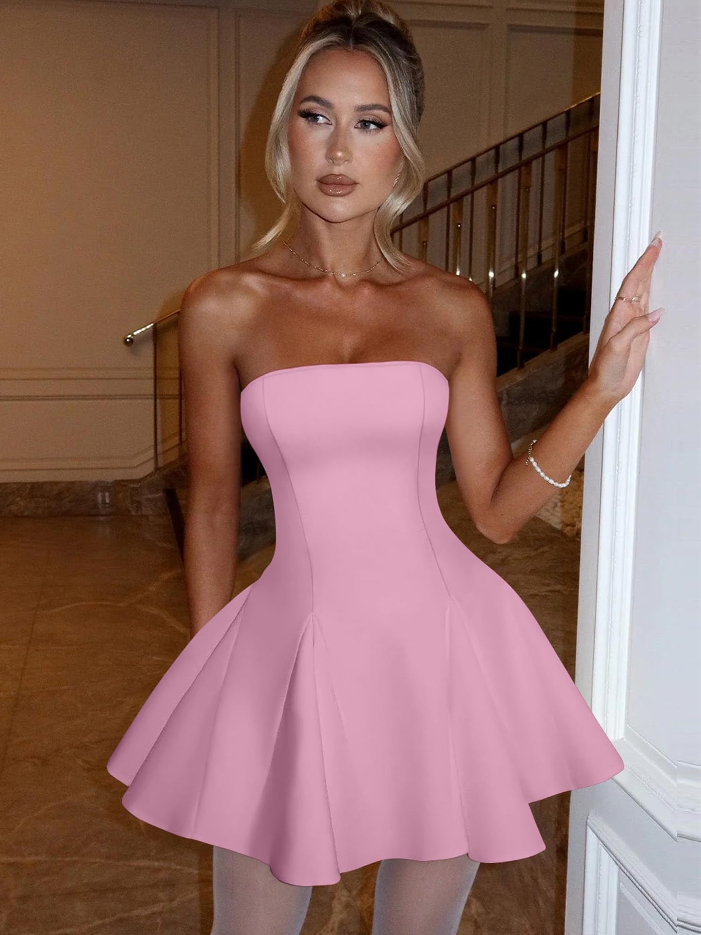 DAAWENXI Women's Strapless Mini Dress