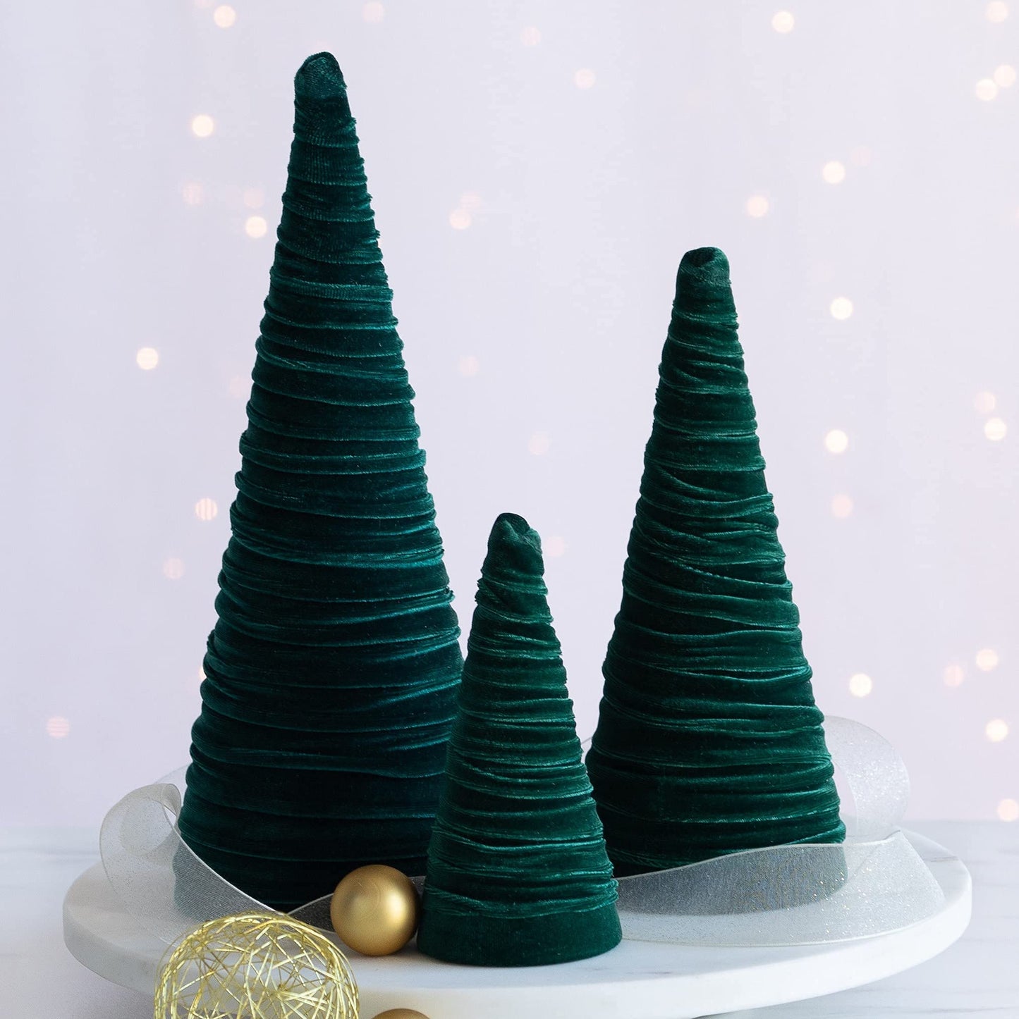 Your Heart's Content Red Velvet Trees Set of 3, Winter Wedding Centerpiece, Valentine Tabletop Tree Decor, Cozy Handmade Romantic Home Decor, Bookshelf Accent, Gift for (Red)