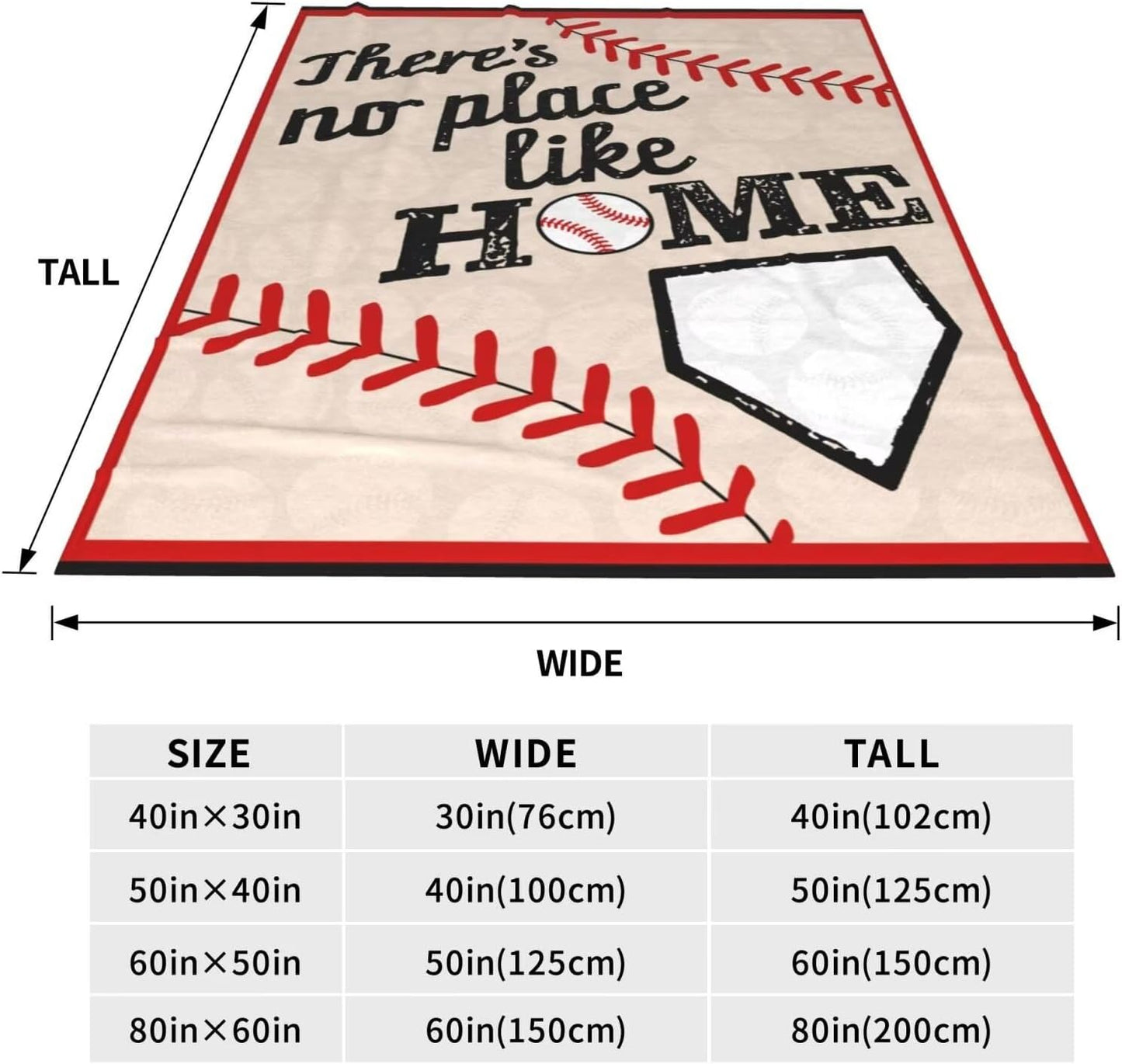 Baseball Throw Blanket Soft Flannel Blankets for Bed Couch Plush Cozy Blanket for Men Women Unisex Adults Micro Fleece Throws Unique Design 50''*40''