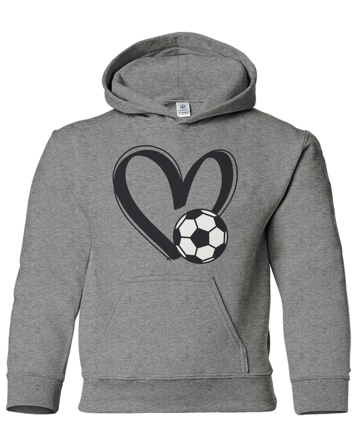 Threadrock Kids Soccer Love Heart Youth Pullover Hoodie Sweatshirt