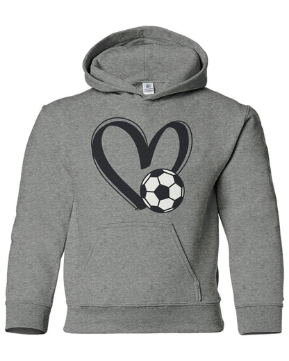 Threadrock Kids Soccer Love Heart Youth Pullover Hoodie Sweatshirt