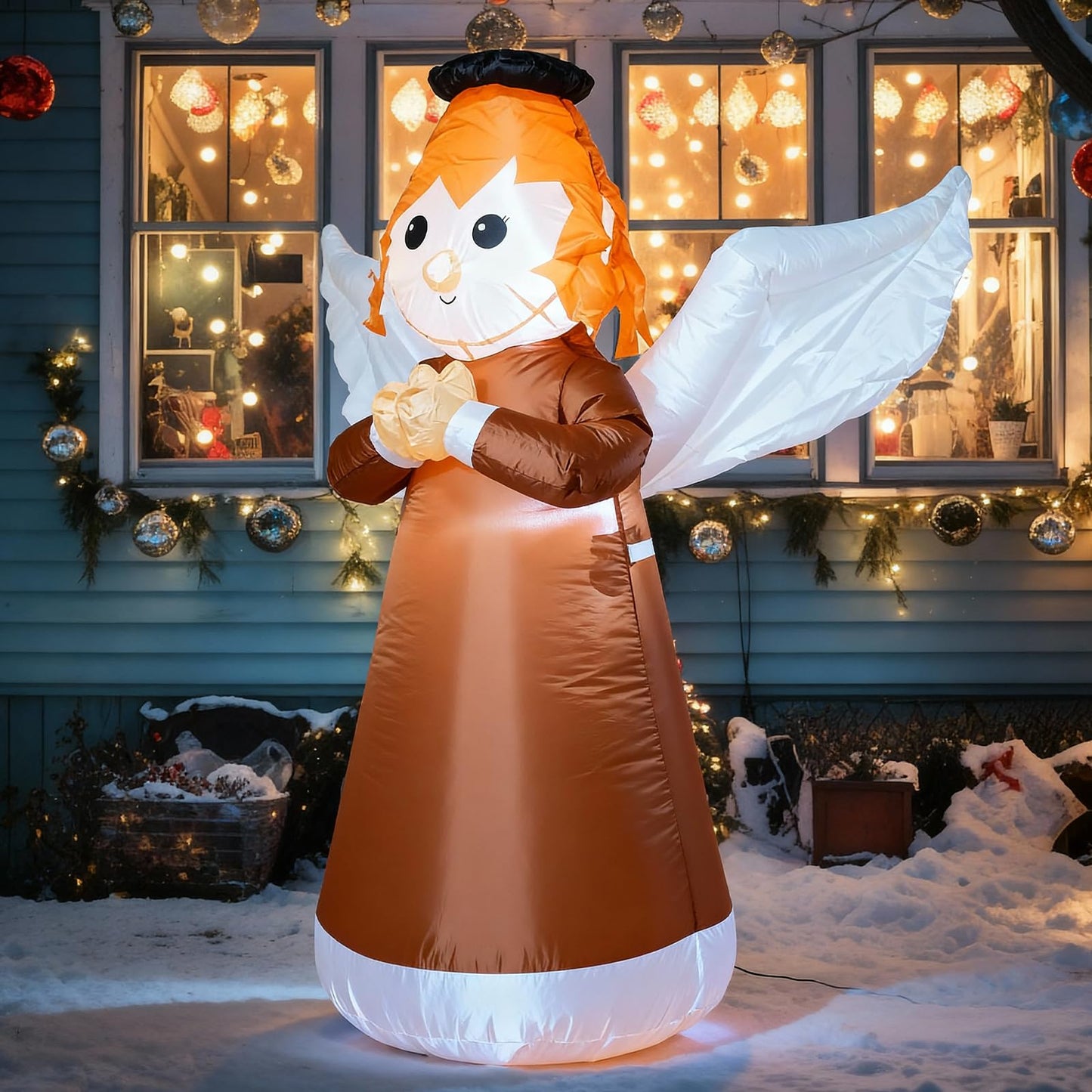 TRMESIA 8 Feet Jesus Birth Decoration Indoor Outdoor Inflatable Nativity Scene with LED Lights, Christmas Garden Lawn Decoration, Blow up Xmas Decor, Holiday Celebrations and Parties