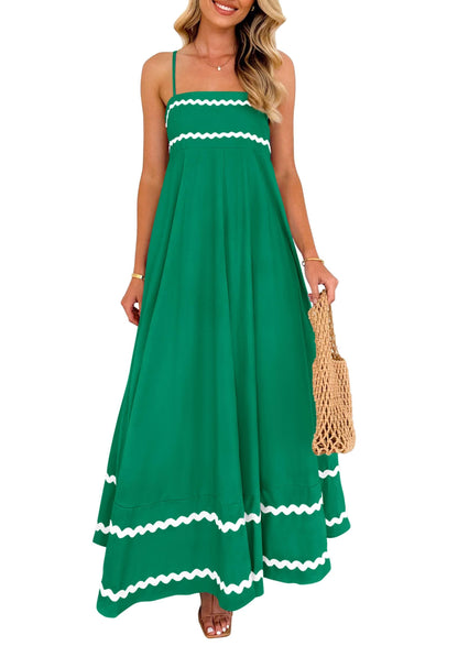 PRETTYGARDEN Women's Summer Spaghetti Strap Boho Maxi Dress