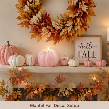 Fall Decor, Fall Decorations for Home - Flameless Pumpkin Candle with Timer Remote - Room Bedroom Table Farmhouse Decor for Halloween, Thanksgiving, Orange+White