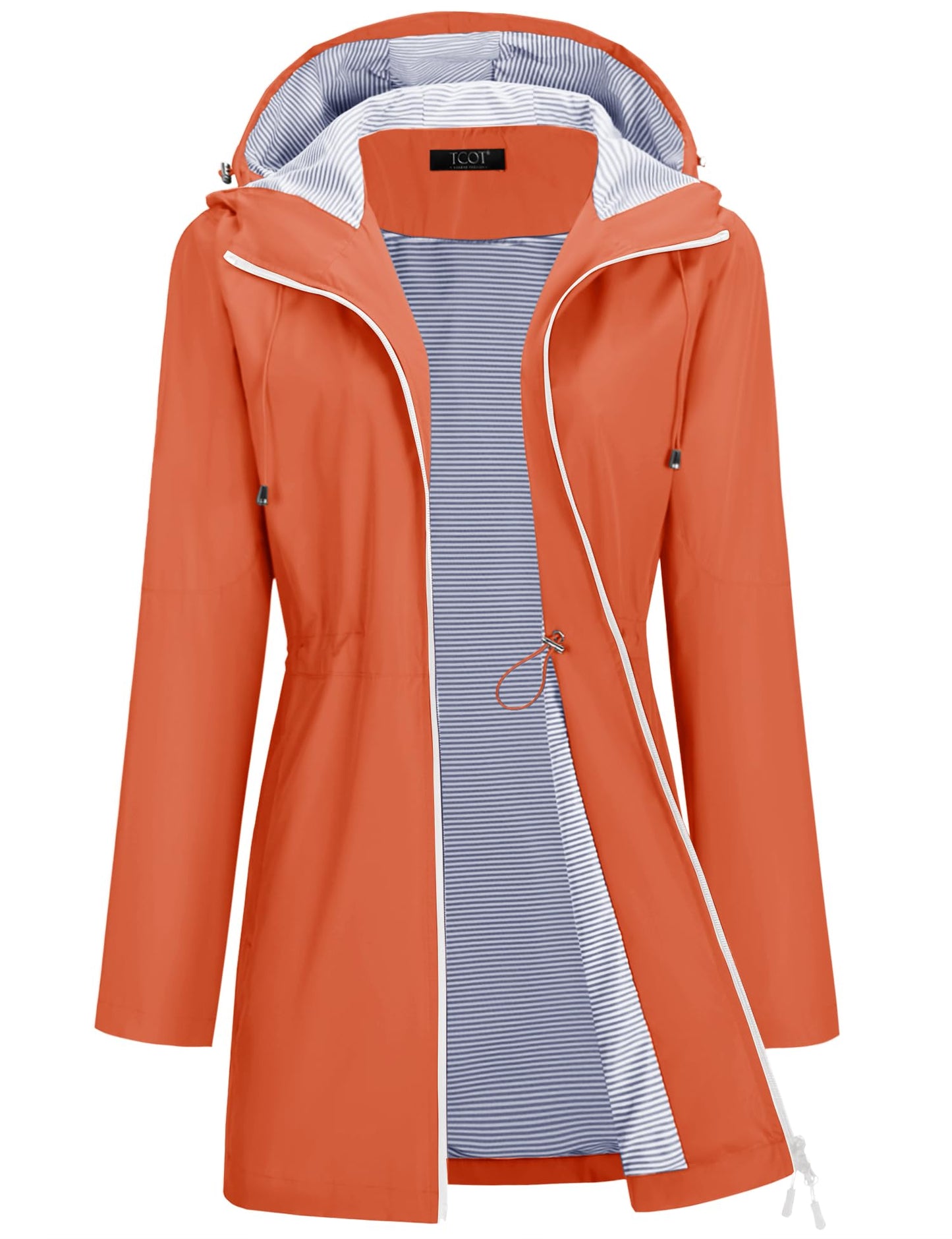 TCOT Rain Jacket Women Lined Raincoats Waterproof Hooded Long Trench Coat