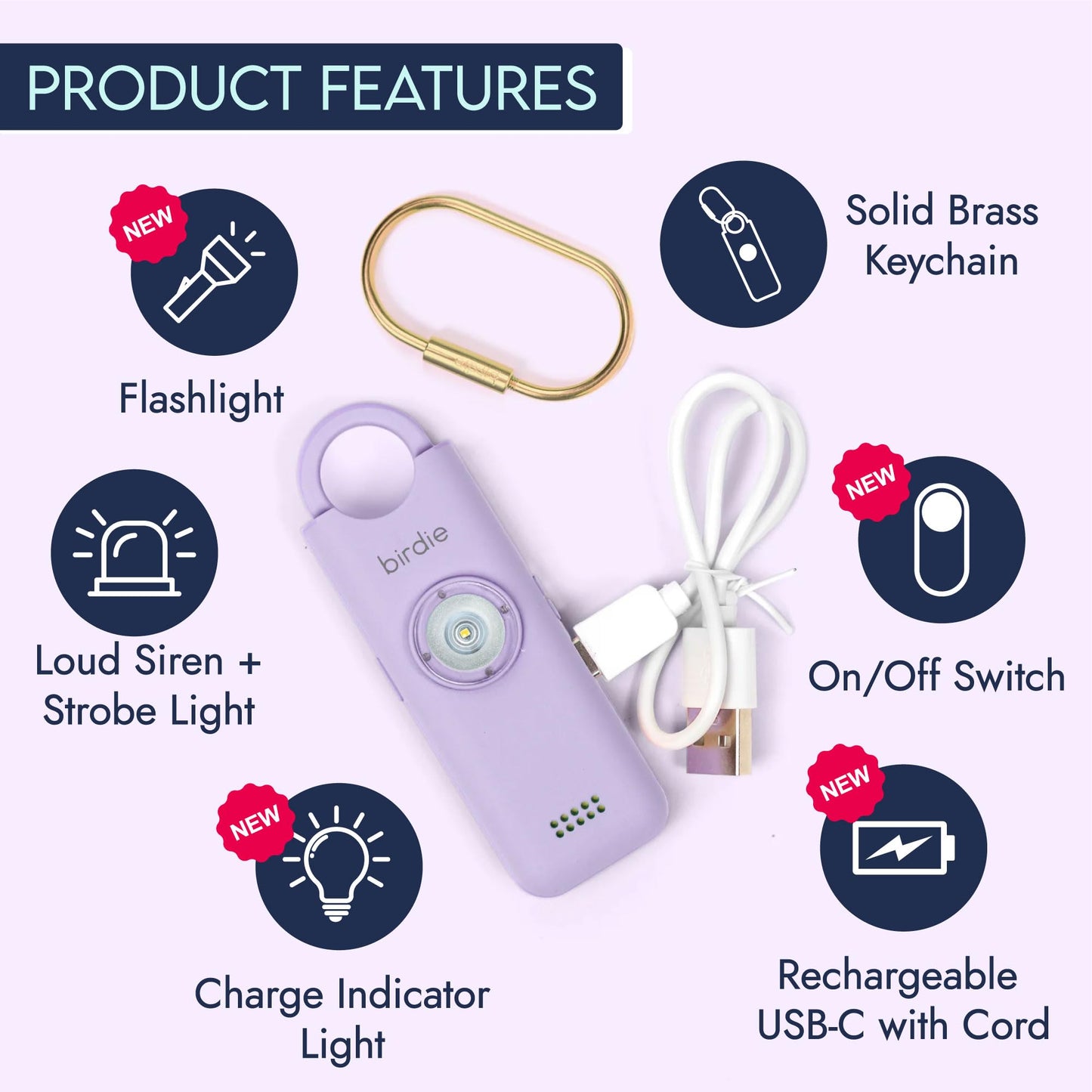 She’s Birdie 3.0 New Version – The Original Personal Safety Alarm for Women by Women–Loud Siren, Flash Light and Rechargeable Battery in a Variety of Colors (Aqua Blue)