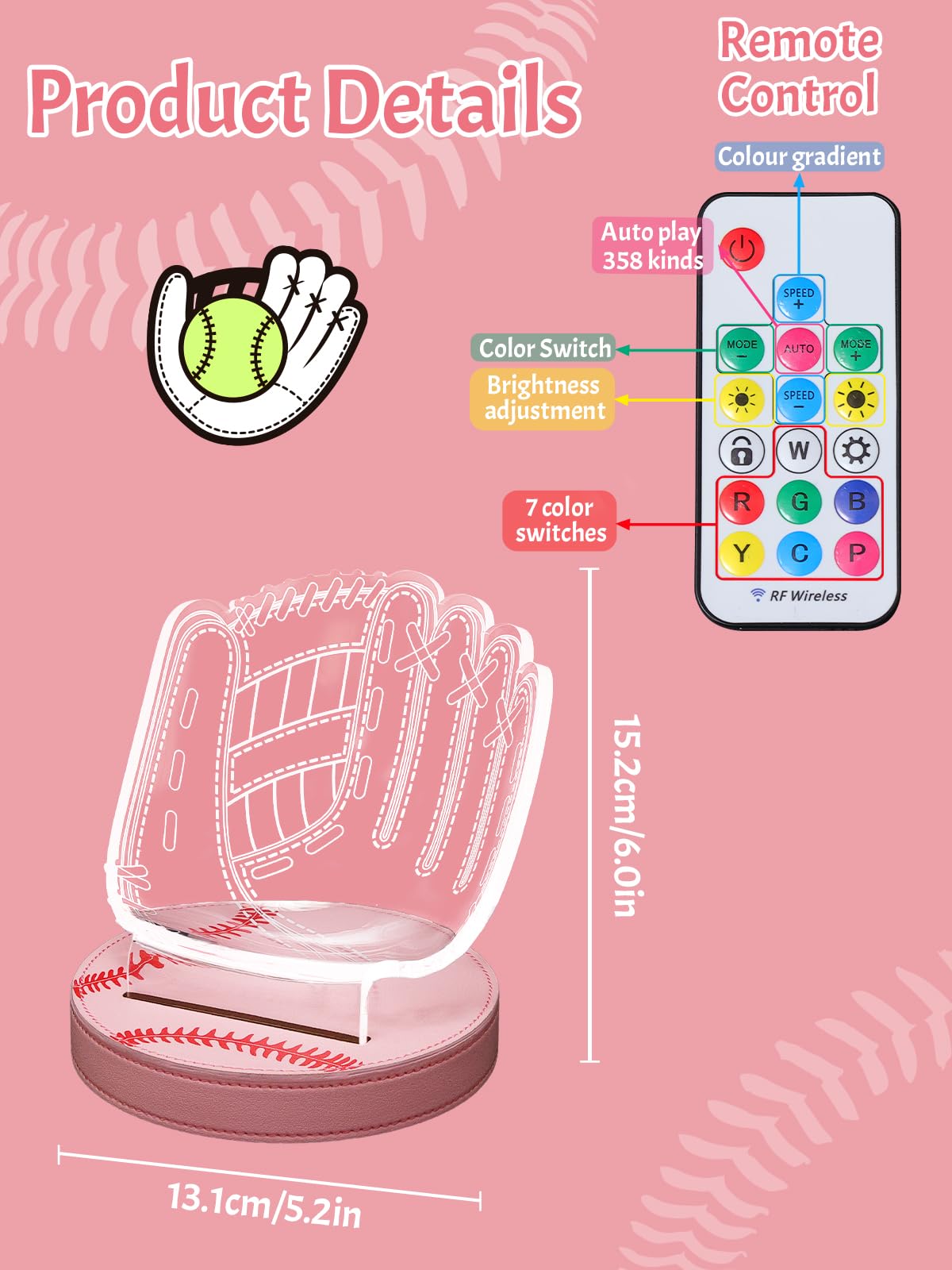 CoolGift Mart Light Up Baseball Glove Display Stand