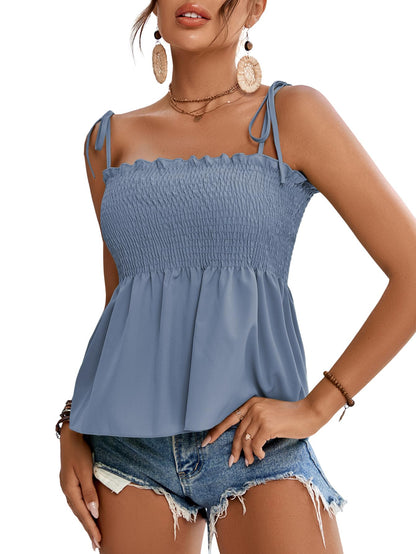 LYANER Women's Tie Shoulder Cute Cami Blouse