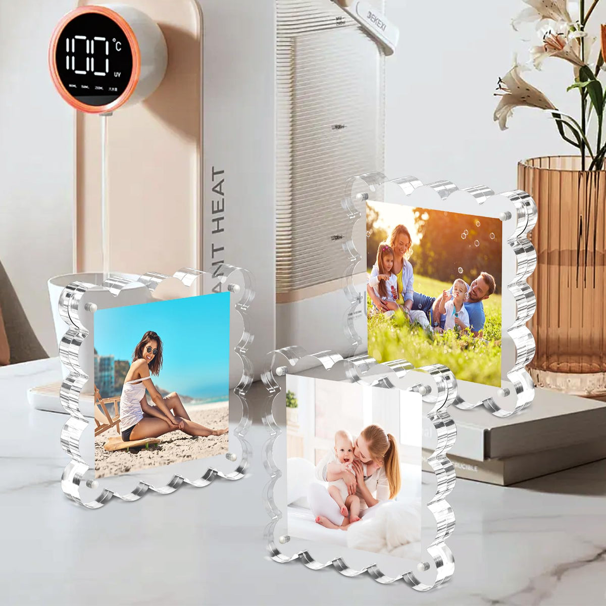Chivalral 3 Pack 4x6 Acrylic Picture Frame, Double-Sided Tabletop Display