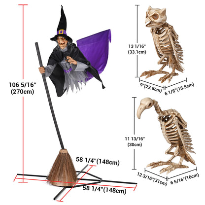 AW 9Ft Animatronics Flying Witch Hovering Broom Animated AC 100V-240V Halloween Outdoor Decoration Motion Activated 2026