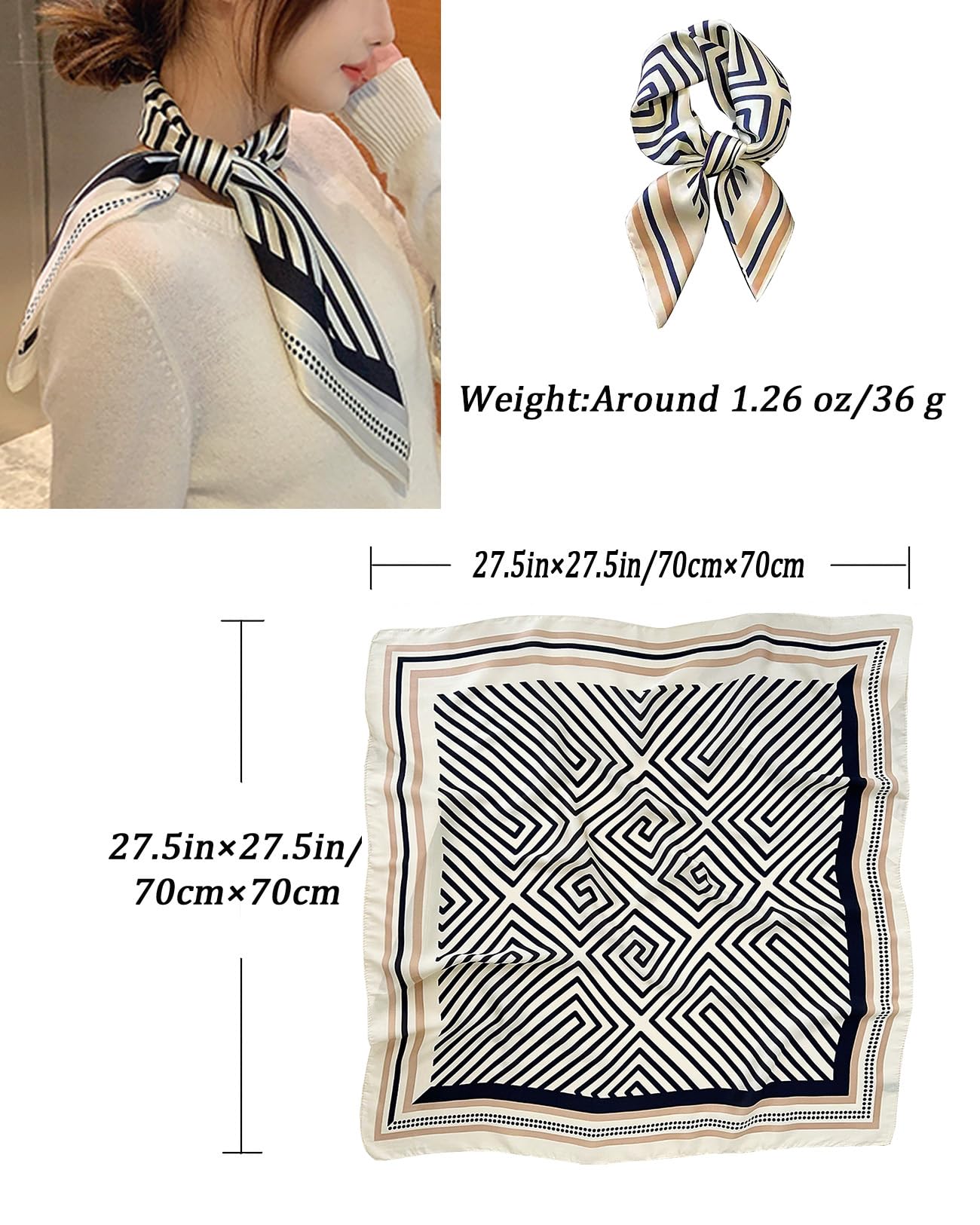 Saiusloa Neck Scarf For Womens Silky Head Scarves Hair Bandanas Square Scarf Fashion Accessories lightweight