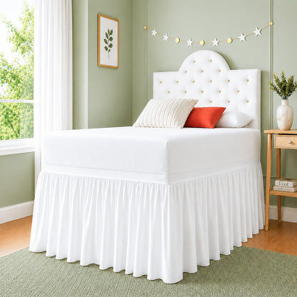Cottingon Dorm Room Bed Skirt Twin XL, White Microfiber Dust Ruffle, 32 Inch Drop, Fits Standard College Beds 39 x 80, Under Bed Storage Cover, College Dorm Room Essentials, Back to School Bedding