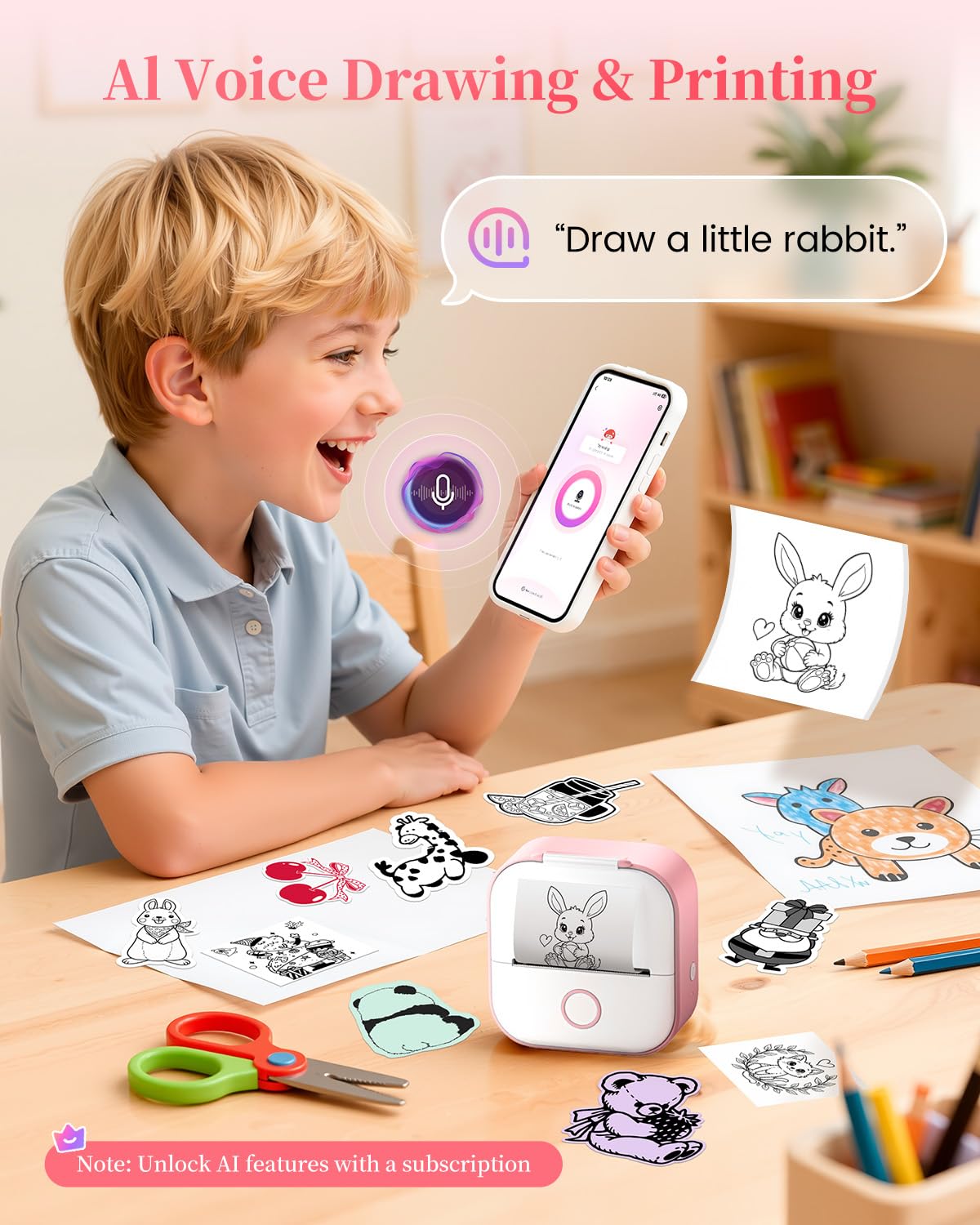 Memoking Mini Printer - Sticker Printer T02 Inkless Sticker Maker Machine