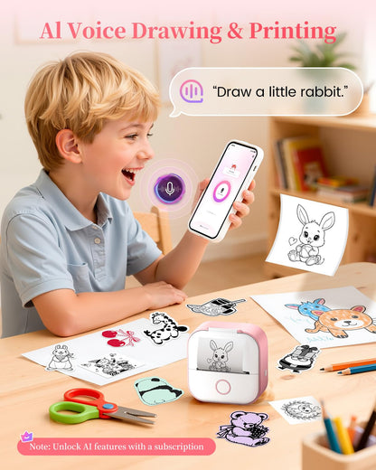 Memoking Mini Printer - Sticker Printer T02 Inkless Sticker Maker Machine