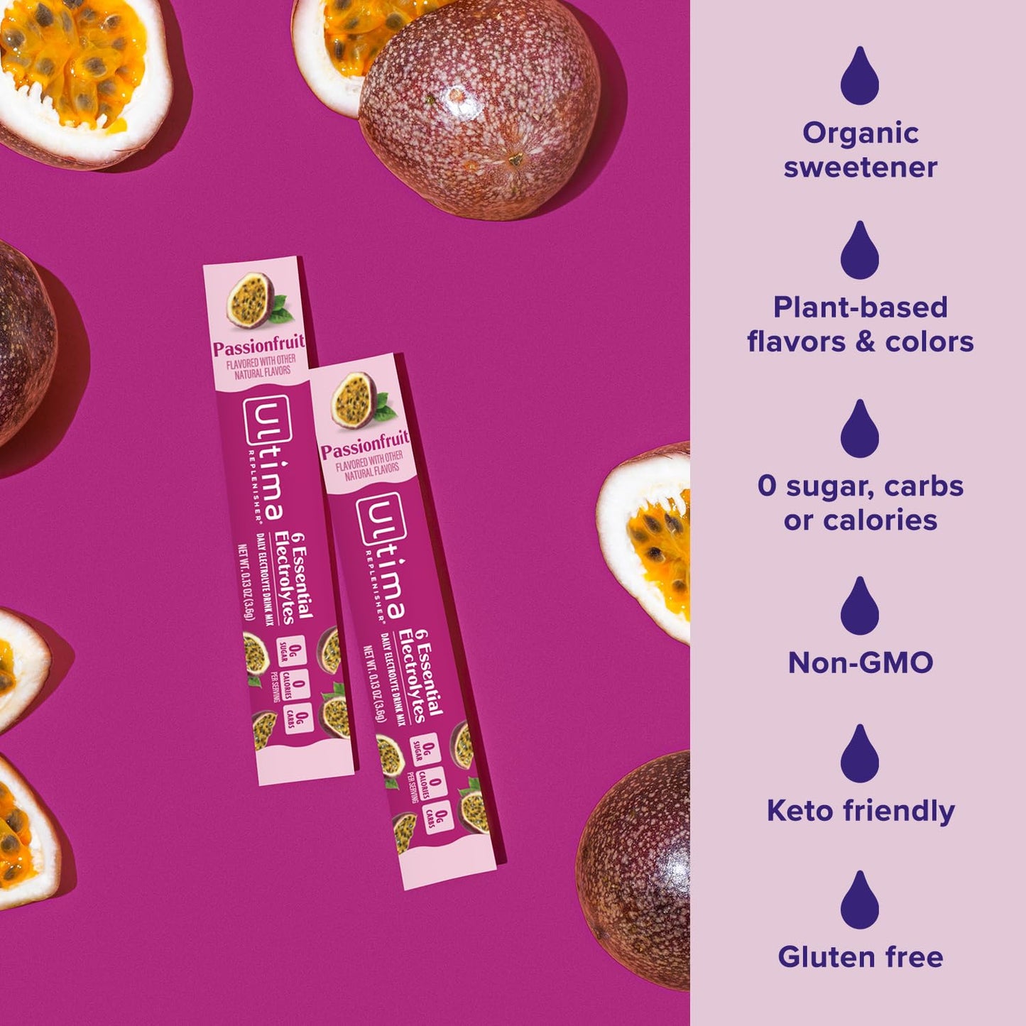 Ultima Replenisher Electrolyte Hydration Powder, Grape, 20 Count Stickpacks Pouch - Sugar Free, 0 Calories, 0 Carbs - Gluten-Free, Keto, Non-GMO with Magnesium, Potassium