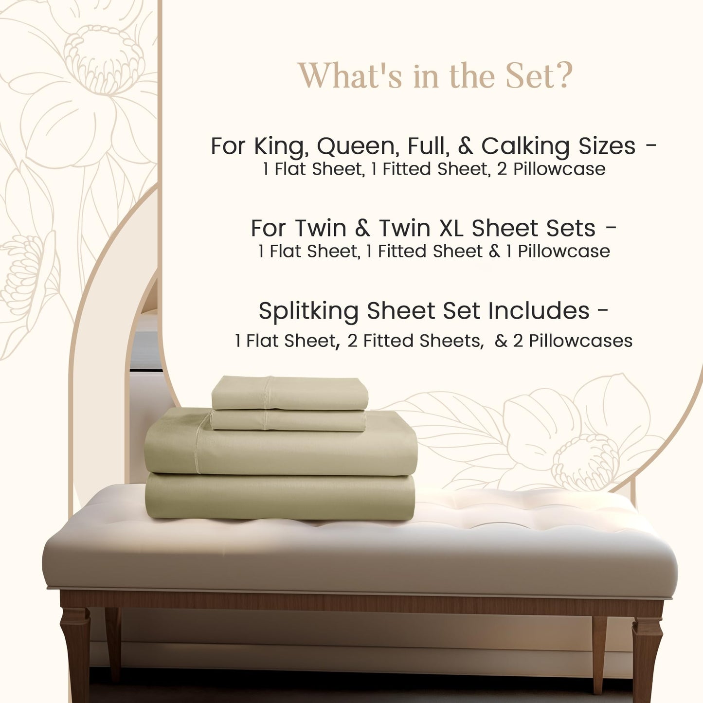 100% Egyptian Cotton Sheets King Size Sheets Set with Fully Elasticated 15" Deep Fitted Sheet & Pillowcase Sets, 800TC Sateen Weave Hotel Collection King Sheet Set, Soft Luxury White Bedding