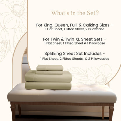 100% Egyptian Cotton Sheets King Size Sheets Set with Fully Elasticated 15" Deep Fitted Sheet & Pillowcase Sets, 800TC Sateen Weave Hotel Collection King Sheet Set, Soft Luxury White Bedding