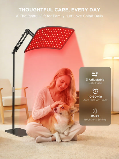 INTEO Red Light Therapy for Body and Face, 2-in-1 Red Light Therapy with Detachable, Infrared Light Therapy Lamp 660nm 850nm for Body at Home with Protective Glasses Elastic Strap, 46.5in Height