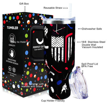 Baseball Mom 40 oz Tumbler with Handle and Straw Lid Leak Proof