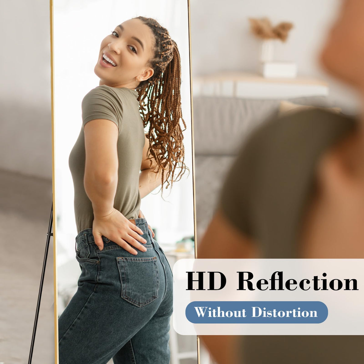 DUMOS 59"x16" Arched Full Length Mirror with Stand