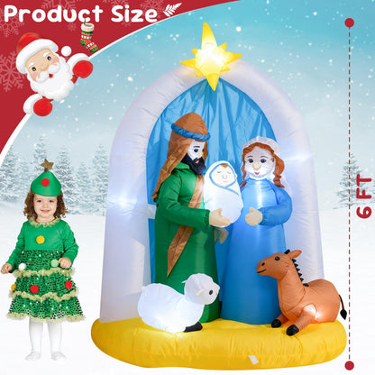 TRMESIA 8 Feet Jesus Birth Decoration Indoor Outdoor Inflatable Nativity Scene with LED Lights, Christmas Garden Lawn Decoration, Blow up Xmas Decor, Holiday Celebrations and Parties