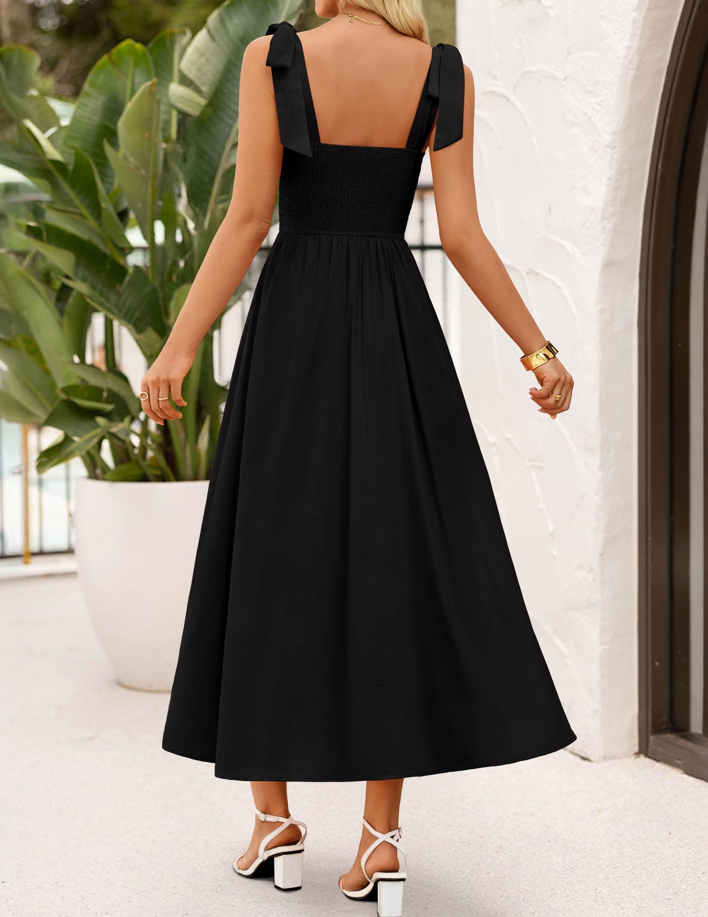ZESICA Women's Summer Tie Shoulder Wedding Guest Maxi Dress