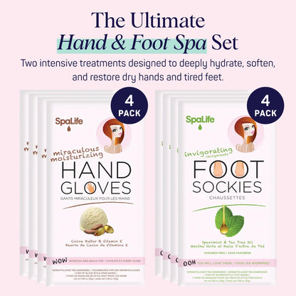 SpaLife Moisturizing Foot Sockies | Foot Mask for Dry Cracked Feet | Tea Tree Oil Softening Booties | Callus Remover Alternative | Self Care Gifts for Women | 8 Pack